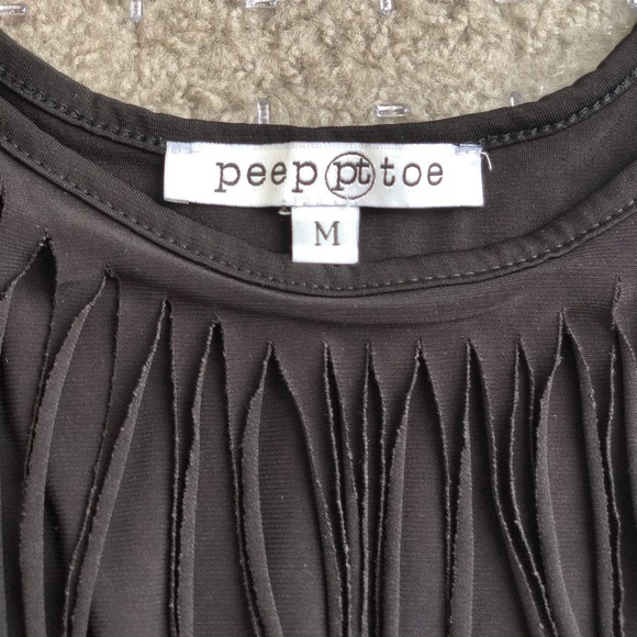 Peep Toe Black Fringe All Over Mini Dress - Picture 2 of 14